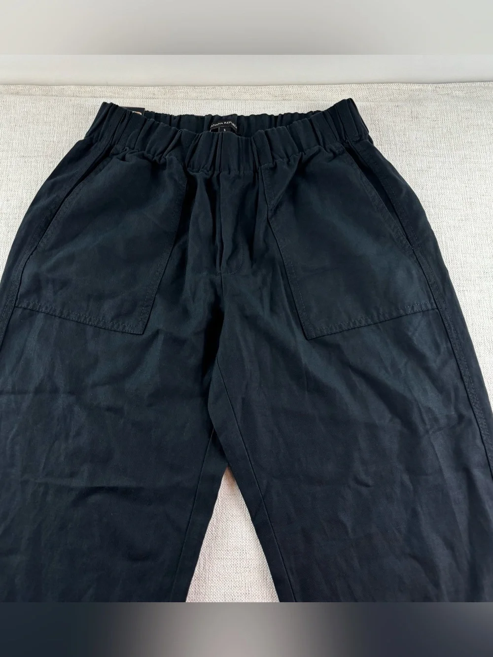 Banana Republic New women S linen blend tapered crop pants black elastic waist